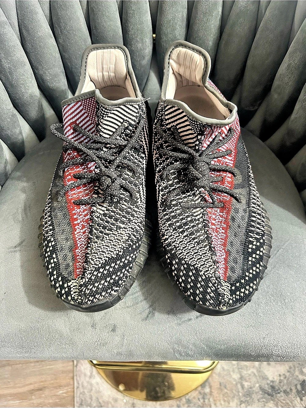adidas Yeezy Boost 350 V2 Yecheil Non-Reflective Sneakers Black & Red